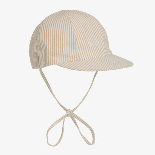 Il Gufo-Boys Beige Stripe Cotton Cap | Childrensalon Outlet