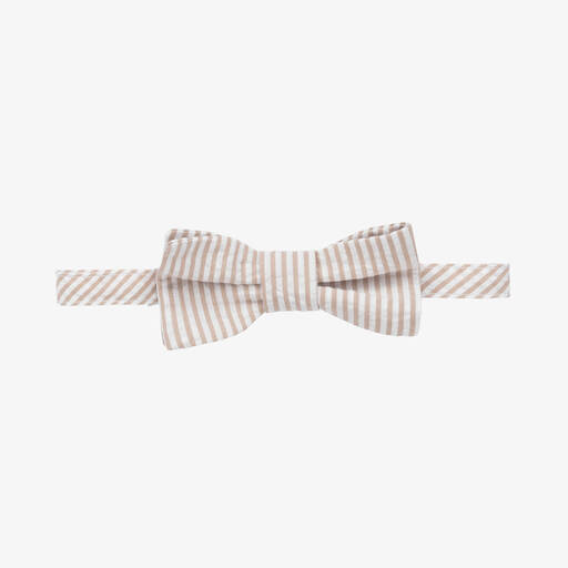 Il Gufo-Boys Beige Striped Cotton Bow Tie | Childrensalon Outlet