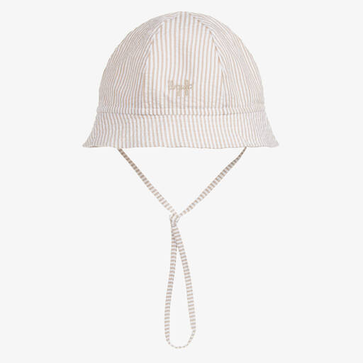 Il Gufo-Boys Beige Striped Cotton Hat | Childrensalon Outlet
