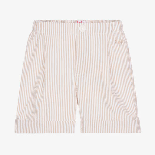 Il Gufo-Boys Beige & White Striped Cotton Shorts | Childrensalon Outlet