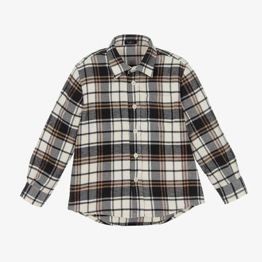 Il Gufo-Boys Blue Check Flannel Shirt | Childrensalon Outlet