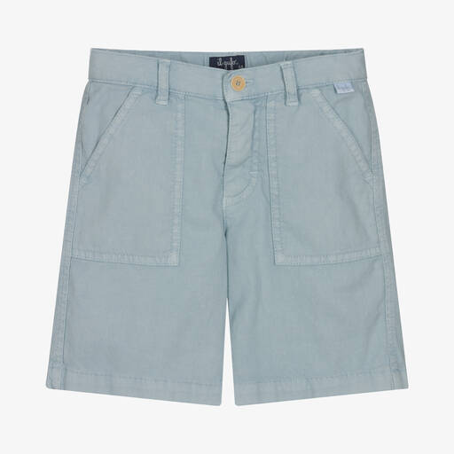 Il Gufo-Boys Blue Cotton & Linen Bermuda Shorts | Childrensalon Outlet