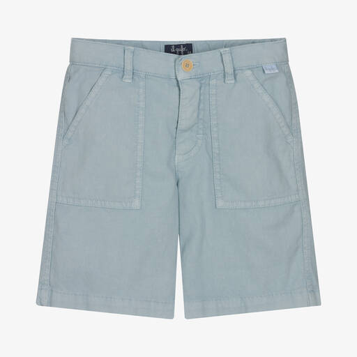 Il Gufo-Blaue Baumwoll- & Leinen-Bermudas | Childrensalon Outlet