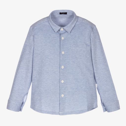 Il Gufo-Boys Blue Cotton Shirt | Childrensalon Outlet