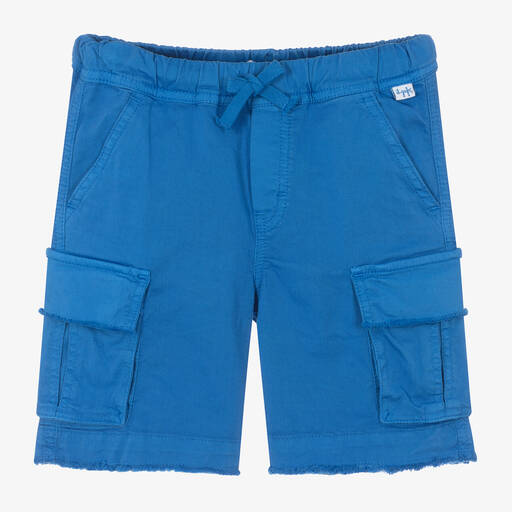 Il Gufo-Boys Blue Cotton Twill Cargo Shorts  | Childrensalon Outlet