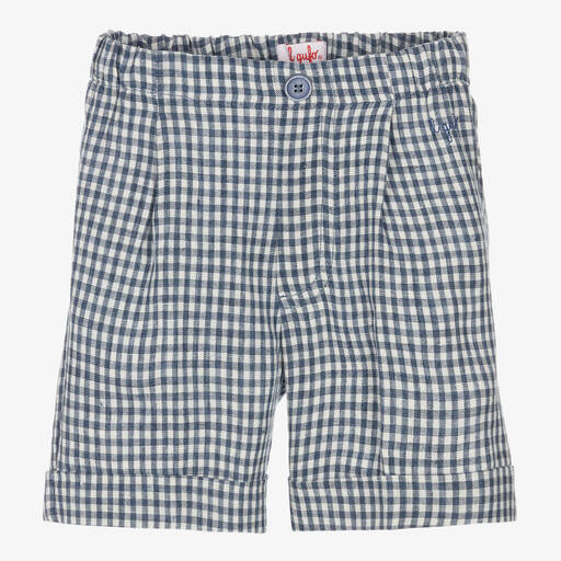 Il Gufo-Boys Blue Gingham Linen Shorts | Childrensalon Outlet