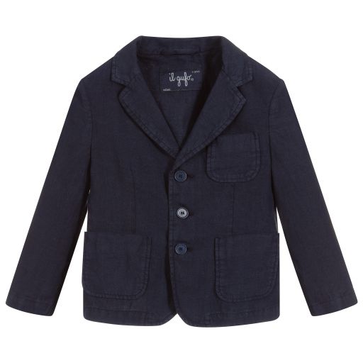 Il Gufo-Boys Blue Linen Blazer | Childrensalon Outlet