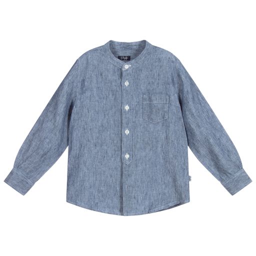 Il Gufo-Boys Blue Linen Shirt | Childrensalon Outlet