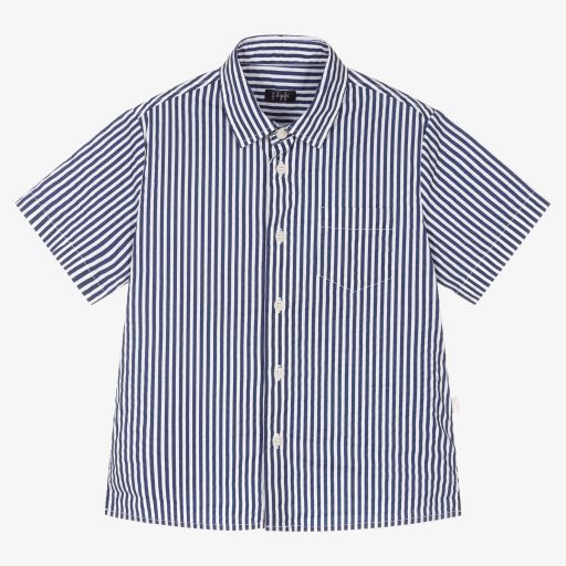 Il Gufo-Boys Blue Stripe Cotton Shirt | Childrensalon Outlet