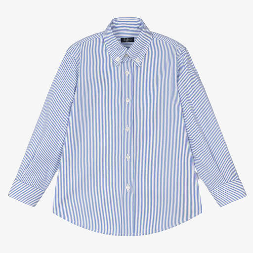 Il Gufo-Boys Blue Stripe Cotton Shirt | Childrensalon Outlet