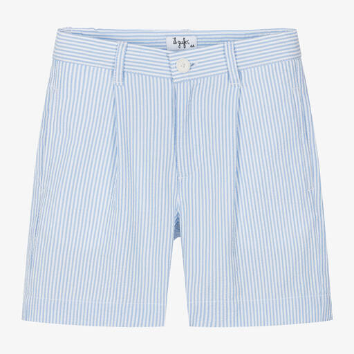 Il Gufo-Boys Blue Striped Seersucker Shorts | Childrensalon Outlet