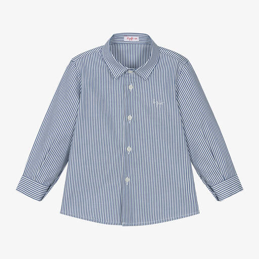 Il Gufo-Хлопковая рубашка в бело-голубую полоску для мальчиков | Childrensalon Outlet