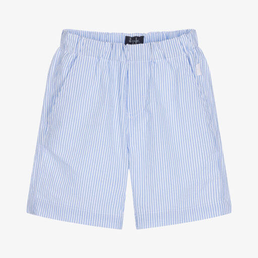 Il Gufo-Boys Blue & White Striped Cotton Shorts | Childrensalon Outlet