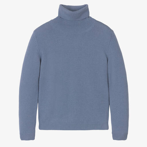 Il Gufo-Boys Blue Wool Roll Neck Sweater | Childrensalon Outlet