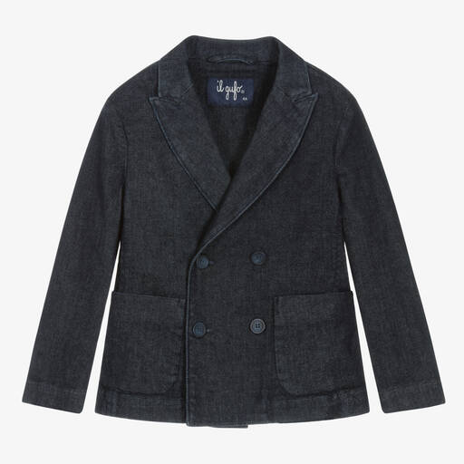 Il Gufo-Boys Dark Denim Double Breasted Blazer | Childrensalon Outlet