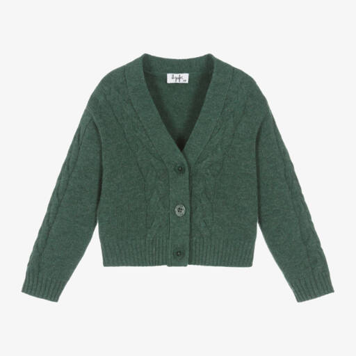 Il Gufo-Boys Green Cable Knit Cardigan | Childrensalon Outlet
