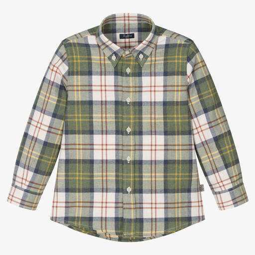 Il Gufo-Boys Green Check Cotton Shirt | Childrensalon Outlet