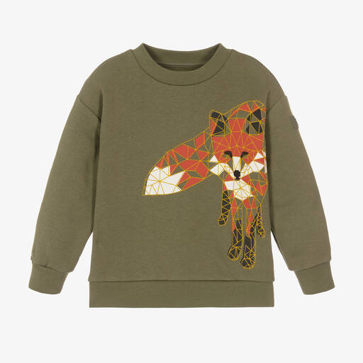 Il Gufo-Boys Green Fox Cotton Sweatshirt | Childrensalon Outlet