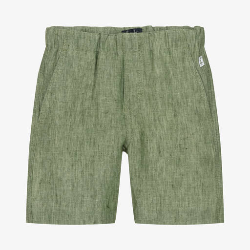 Il Gufo-Boys Green Linen Shorts | Childrensalon Outlet