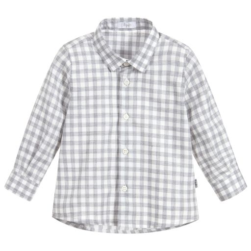 Il Gufo-Boys Grey Check Cotton Shirt | Childrensalon Outlet