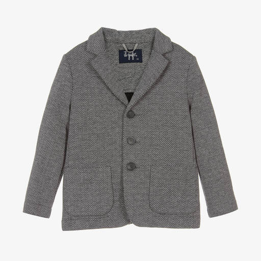 Il Gufo-Grauer Blazer mit Fischgrätmuster | Childrensalon Outlet