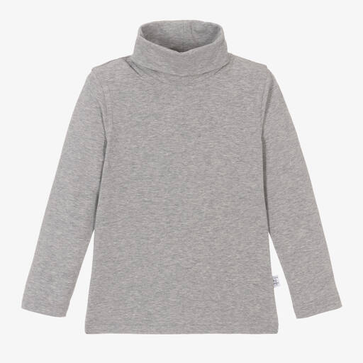 Il Gufo-Grauer Baumwoll-Rollkragenpullover | Childrensalon Outlet