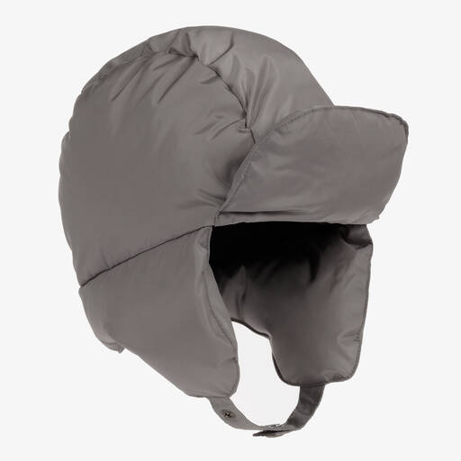 Il Gufo-قبعة لون رمادي مبطن بريش للأولاد | Childrensalon Outlet