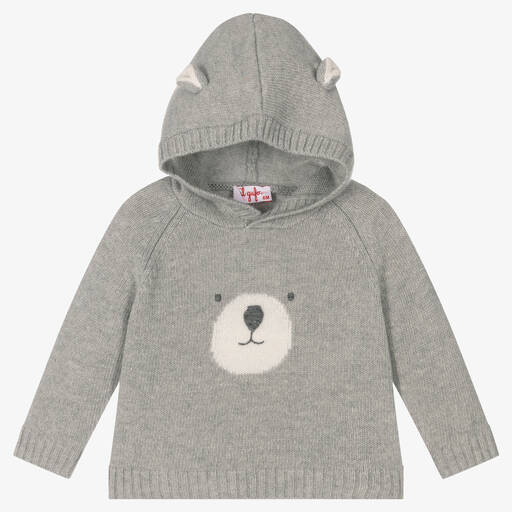 Il Gufo-Boys Grey Knit Bear Hoodie | Childrensalon Outlet