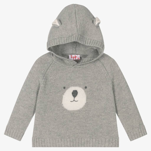 Il Gufo-Grauer, gestrickter Bären-Hoodie | Childrensalon Outlet