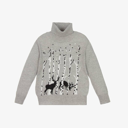 Il Gufo-Boys Grey Wool Roll Neck Sweater | Childrensalon Outlet