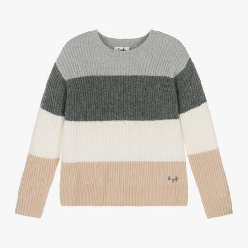 Il Gufo-Boys Grey Wool Striped Jumper | Childrensalon Outlet