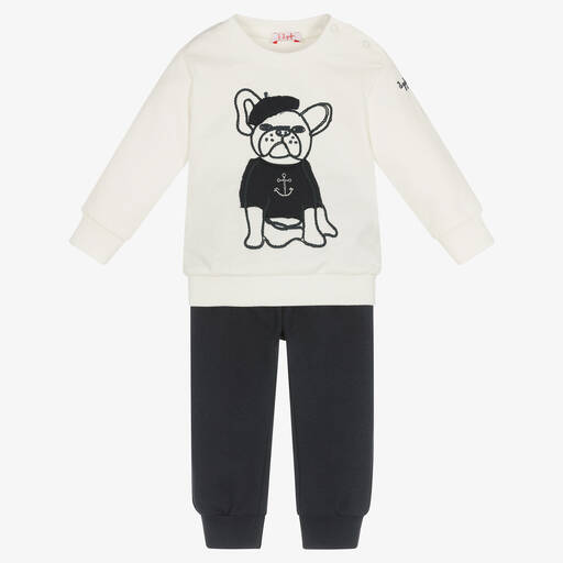 Il Gufo-Boys Ivory & Blue Cotton Tracksuit | Childrensalon Outlet