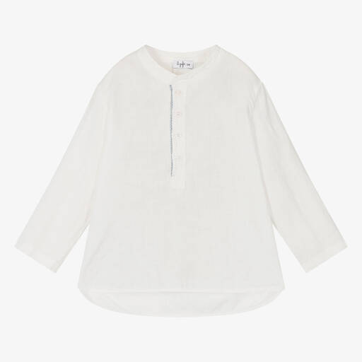 Il Gufo-Boys Ivory Collarless Linen Shirt | Childrensalon Outlet