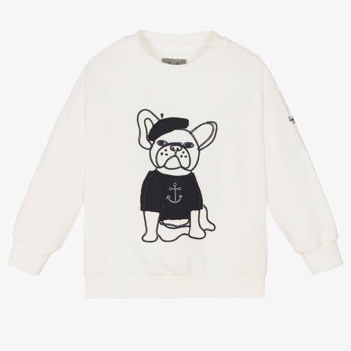 Il Gufo-Boys Ivory Cotton Puppy Sweatshirt | Childrensalon Outlet