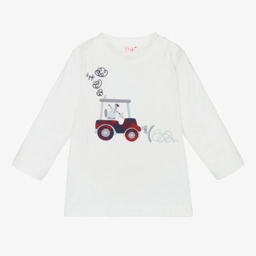 Il Gufo-Elfenbeinfarbenes Traktor-Oberteil (J) | Childrensalon Outlet
