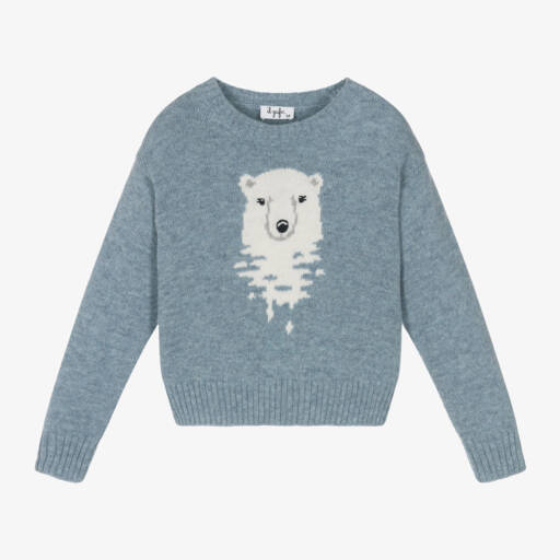 Il Gufo-Boys Light Blue Bear Jumper | Childrensalon Outlet