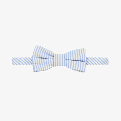 Il Gufo-Boys Light Blue Striped Cotton Bow Tie | Childrensalon Outlet