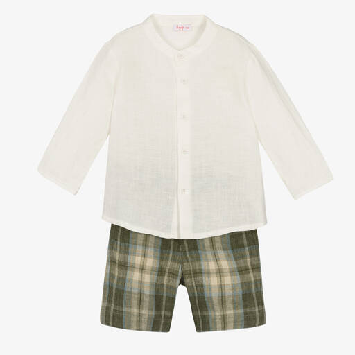 Il Gufo-Boys Linen Shirt &  Shorts Set | Childrensalon Outlet