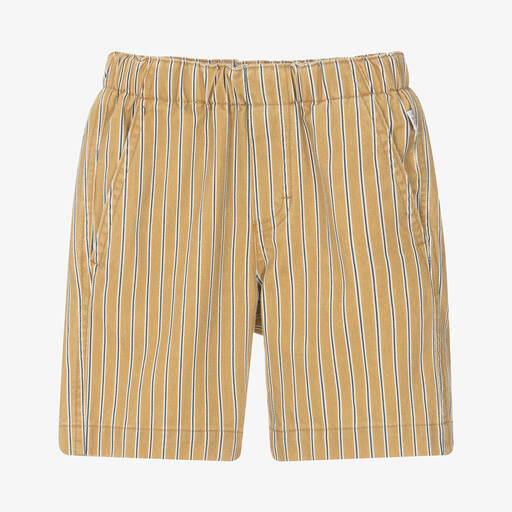 Il Gufo-Boys Mustard Yellow Striped Cotton Shorts | Childrensalon Outlet