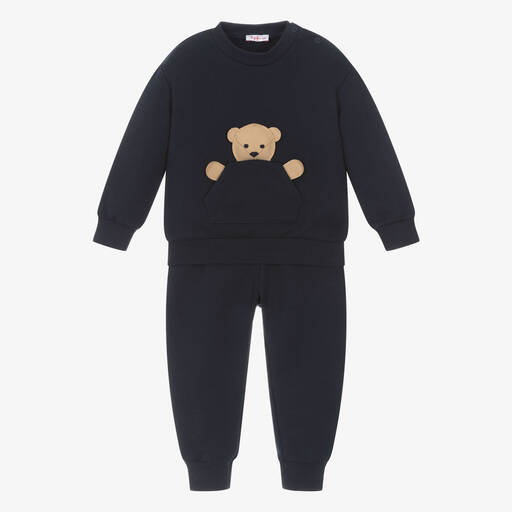 Il Gufo-Boys Navy Blue Cotton Bear Tracksuit | Childrensalon Outlet