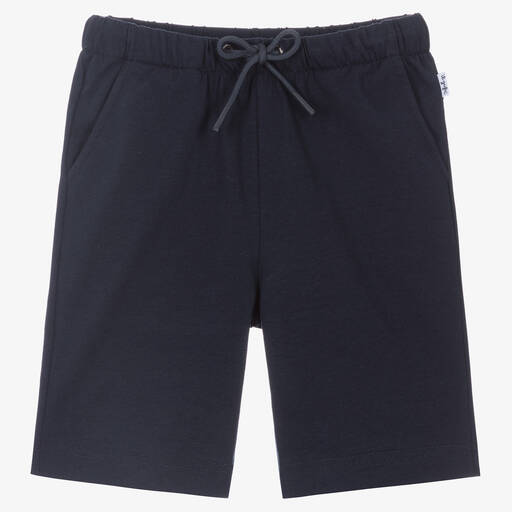Il Gufo-Boys Navy Blue Cotton Jersey Shorts | Childrensalon Outlet