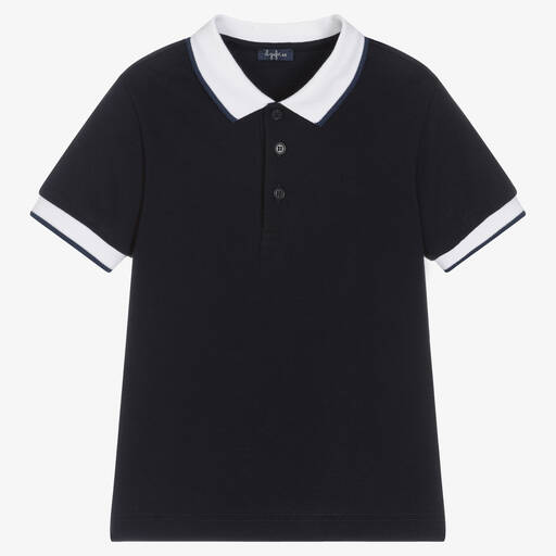 Il Gufo-Boys Navy Blue Cotton Piqué Polo Shirt | Childrensalon Outlet