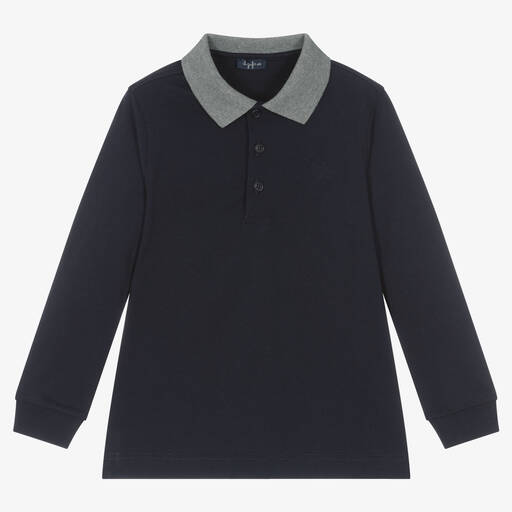 Il Gufo-Boys Navy Blue Cotton Polo Shirt | Childrensalon Outlet