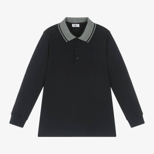 Il Gufo-Boys Navy Blue Cotton Polo Shirt | Childrensalon Outlet