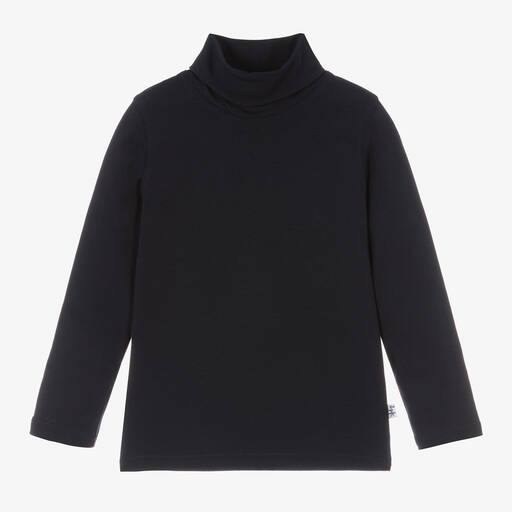 Il Gufo-Boys Navy Blue Cotton Roll Neck Top | Childrensalon Outlet