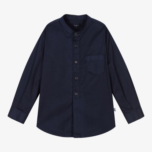 Il Gufo-Boys Navy Blue Cotton Shirt | Childrensalon Outlet