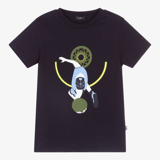 Il Gufo-Boys Navy Blue Graphic T-Shirt | Childrensalon Outlet