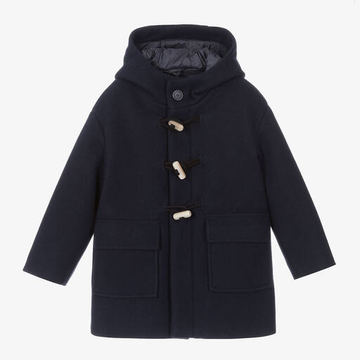 Il Gufo-Boys Navy Blue Hooded Duffle Coat | Childrensalon Outlet