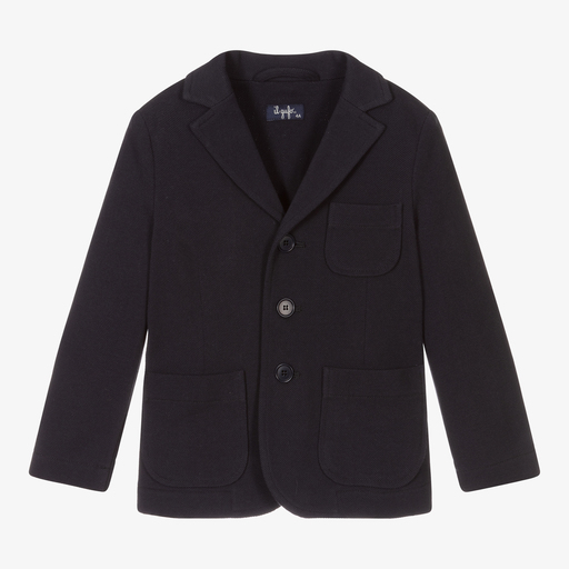 Il Gufo-Boys Navy Blue Piqué Blazer | Childrensalon Outlet