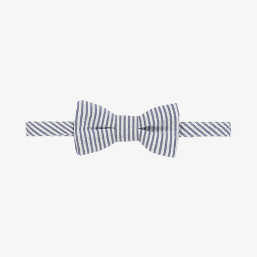 Il Gufo-Boys Navy Blue Striped Cotton Bow Tie | Childrensalon Outlet